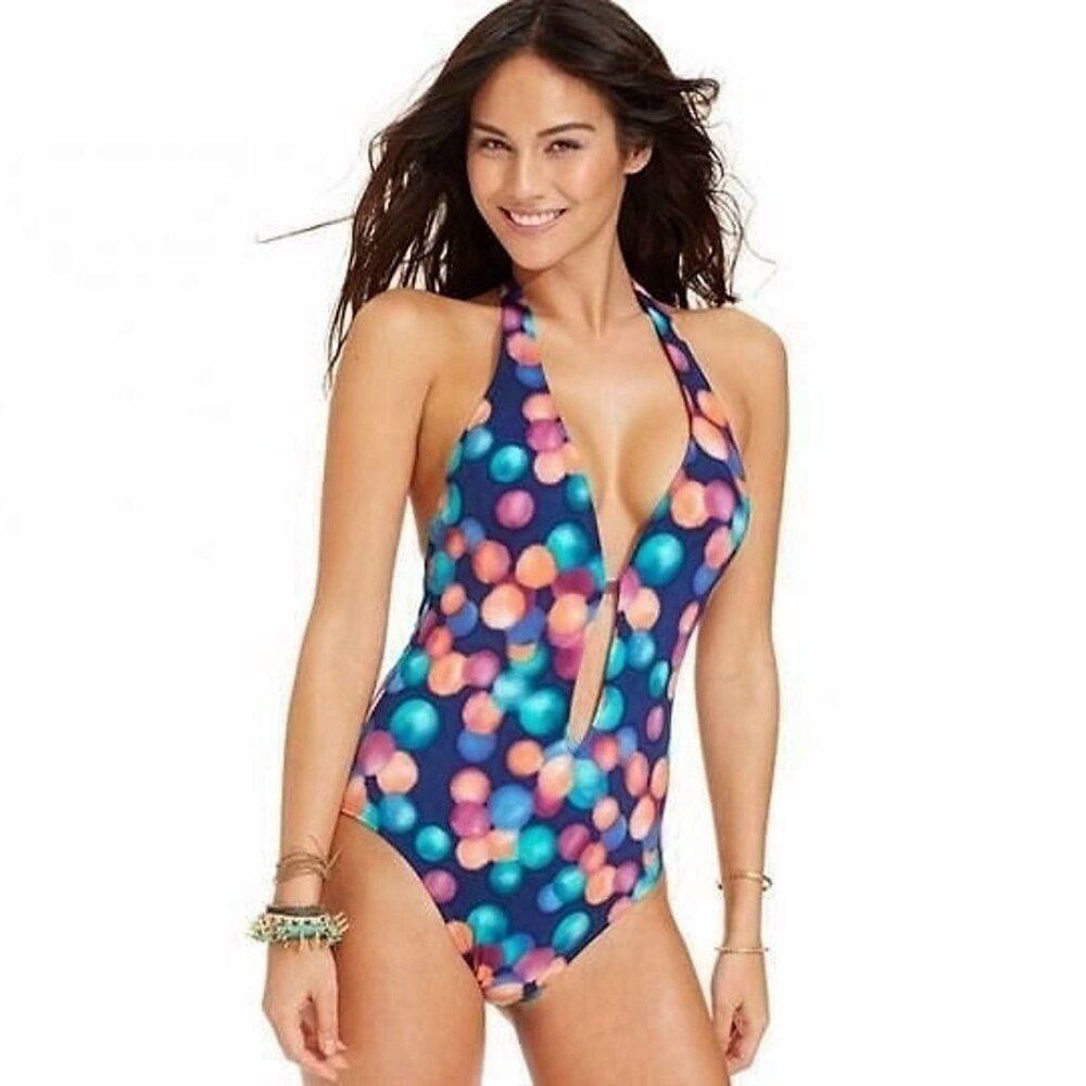 Bar III multicolor cutout one piece swimsuit monokini size M new